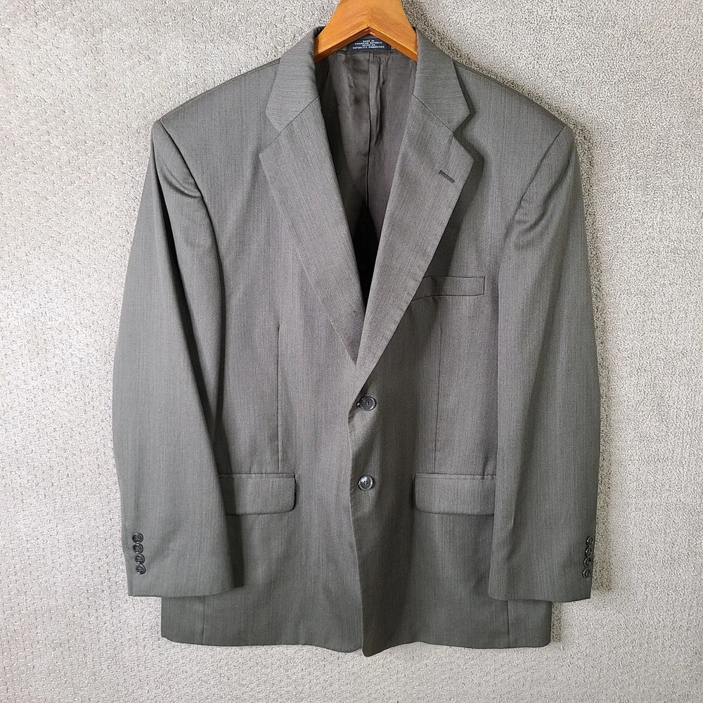 Towncraft Jacket Mens 44R Beige‎ Blazer Worsted Wool Blend 2 Button Suit Coat
